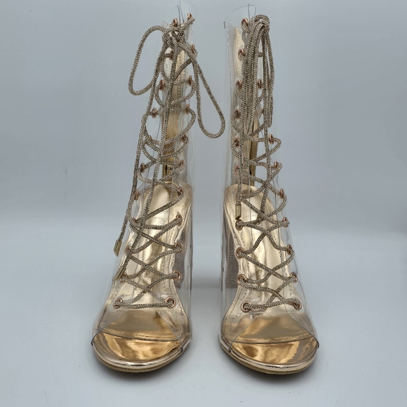 NWOT Cape Robbin Lookey Rose Gold Clear See-through Transparent Heeled Booties - Picture 3 of 16